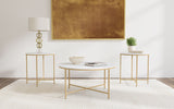 Furniture City Houma - Coaster - Ellison 3-piece Round Marble Coffee and End Table Set White - 723208-S3