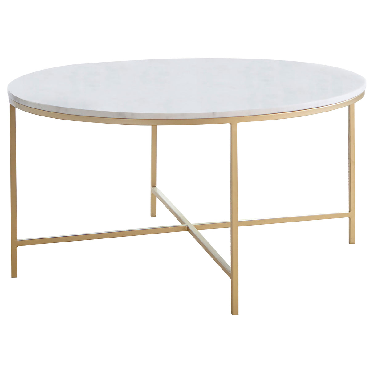 Furniture City Houma - Coaster - Ellison Round Marble Top Coffee Table White and Gold - 723208