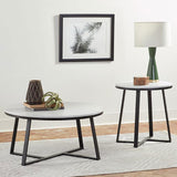 Furniture City Houma - Coaster - Hugo 2-piece Coffee and End Table Set White Faux Marble - 723238-S2