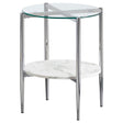 Furniture City Houma - Coaster - Cadee Round Glass Top End Table White and Chrome - 723277