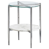 Furniture City Houma - Coaster - Cadee Round Glass Top End Table White and Chrome - 723277