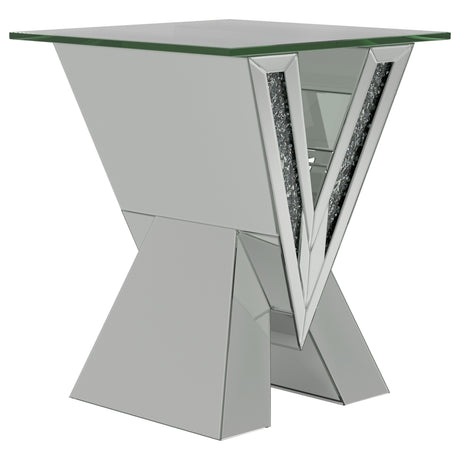 Furniture City Houma - Coaster - Taffeta Glass Top Mirrored Acrylic End Table Silver - 723447
