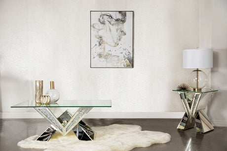 Furniture City Houma - Coaster - Taffeta 2-piece Mirrored Coffee and End Table Set Silver - 723448-S2