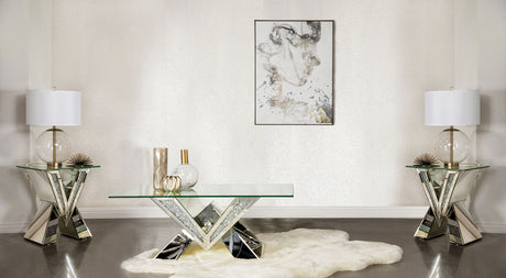 Furniture City Houma - Coaster - Taffeta 3-piece Mirrored Coffee and End Table Set Silver - 723448-S3