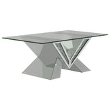 Furniture City Houma - Coaster - Taffeta Glass Top Mirrored Acrylic Coffee Table Silver - 723448