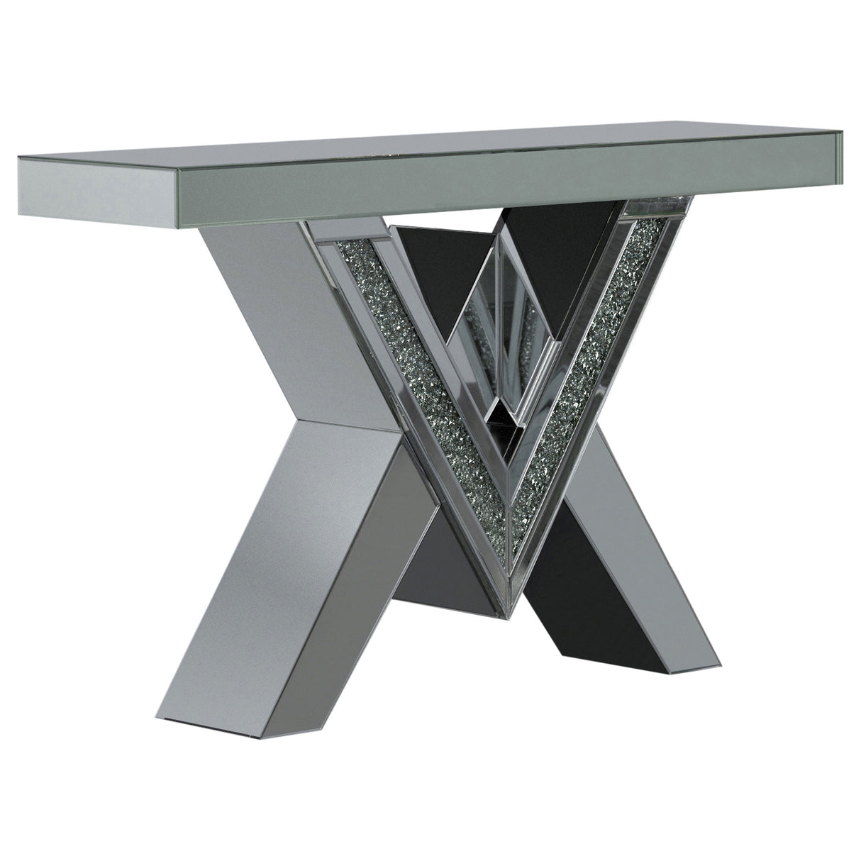 Furniture City Houma - Coaster - Taffeta V-shaped Mirrored Entryway Console Table Silver - 723449