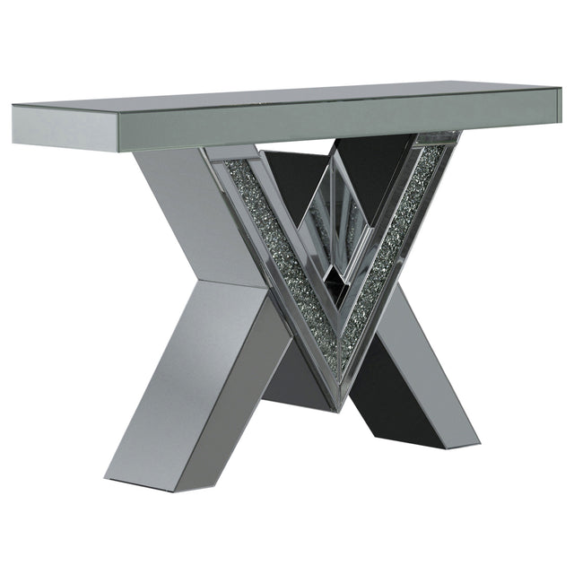 Furniture City Houma - Coaster - Taffeta V-shaped Mirrored Entryway Console Table Silver - 723449