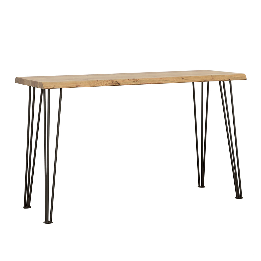 Furniture City Houma - Coaster - Zander Solid Wood Top Console Table Natural and Matte Black - 723499