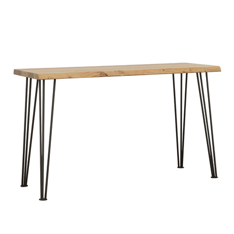 Furniture City Houma - Coaster - Zander Solid Wood Top Console Table Natural and Matte Black - 723499