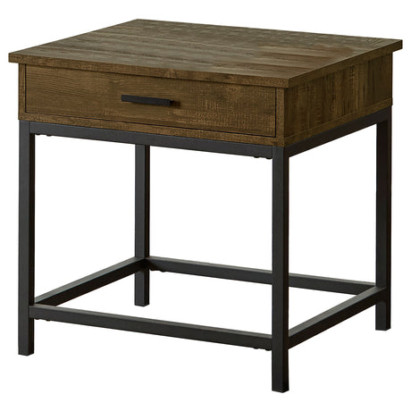 Furniture City Houma - Coaster - Byers 1-drawer Square Engineered Wood End Table Brown Oak - 723777