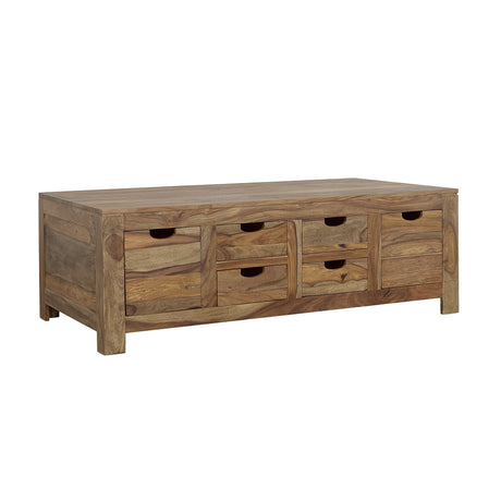 Furniture City Houma - Coaster - Esther 6-drawer Solid Wood Coffee Table Natural Sheesham - 723888