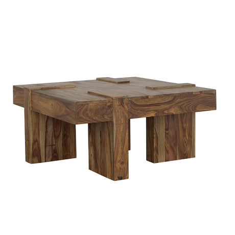 Furniture City Houma - Coaster - Samira Square Solid Wood Coffee Table Natural Sheesham - 724138
