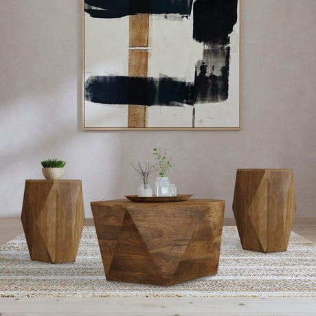 Furniture City Houma - Coaster - Zalika 3-piece Solid Wood Coffee and End Table Set Natural - 724188-S3