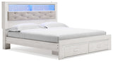 Altyra - King Upholstered Bookcase Bed With Storage - White