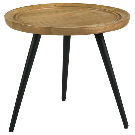 Furniture City Houma - Coaster - Zoe Round Mango Wood Side End Table Natural and Black - 736107