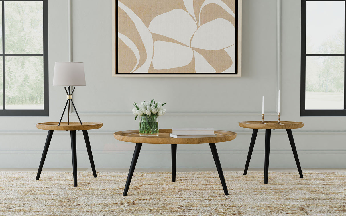 Furniture City Houma - Coaster - Zoe 3-piece Mango Wood Coffee and End Table Set Natural - 736108-S3