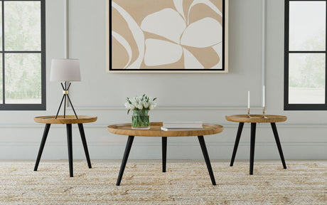 Furniture City Houma - Coaster - Zoe 3-piece Mango Wood Coffee and End Table Set Natural - 736108-S3