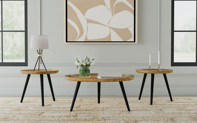 Furniture City Houma - Coaster - Zoe 3-piece Mango Wood Coffee and End Table Set Natural - 736108-S3