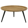 Furniture City Houma - Coaster - Zoe Round Mango Wood Coffee Table Natural and Black - 736108