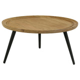 Furniture City Houma - Coaster - Zoe Round Mango Wood Coffee Table Natural and Black - 736108