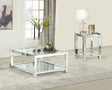 Furniture City Houma - Coaster - Valentina 2-piece Mirrored Coffee and End Table Set Silver - 736218-S2