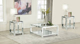 Furniture City Houma - Coaster - Valentina 3-piece Mirrored Coffee and End Table Set Silver - 736218-S3