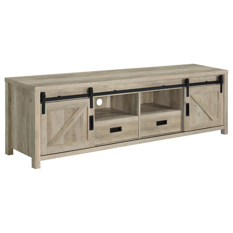Furniture City Houma - Coaster - Madra 2-door Engineered Wood 79-inch TV Stand Distressed Pine - 736263