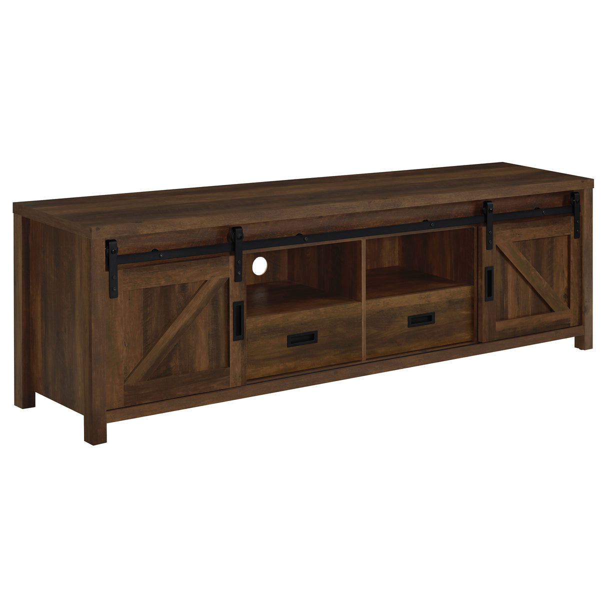 Furniture City Houma - Coaster - Madra 2-door Engineered Wood 79-inch TV Stand Dark Pine - 736273