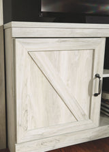 Bellaby - 63" TV Stand With Faux Firebrick Fireplace Insert - Whitewash
