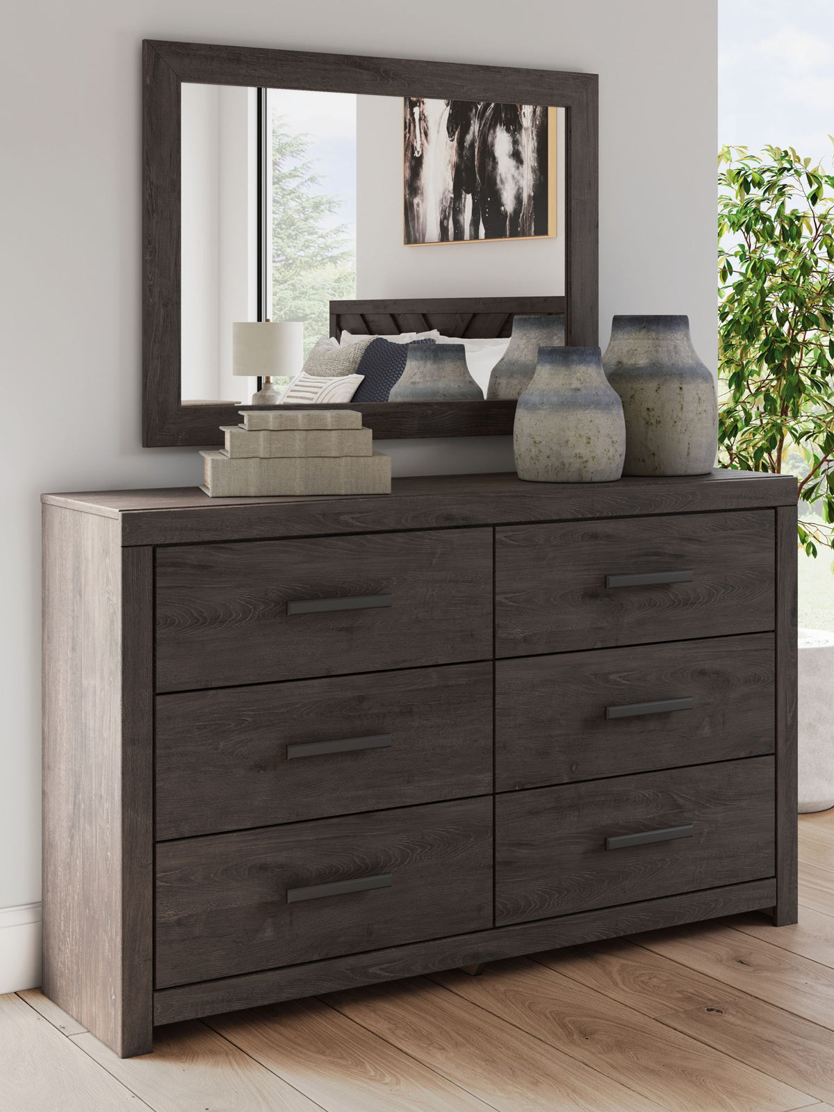 Prendonea - Dresser and Mirror - Charcoal