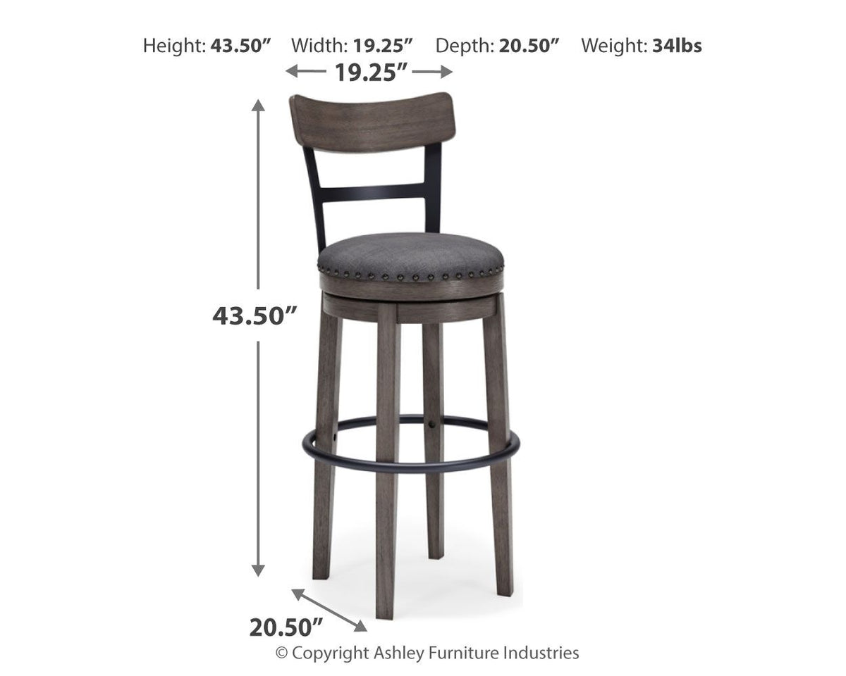 Caitbrook - Tall UPH Swivel Barstool - Gray
