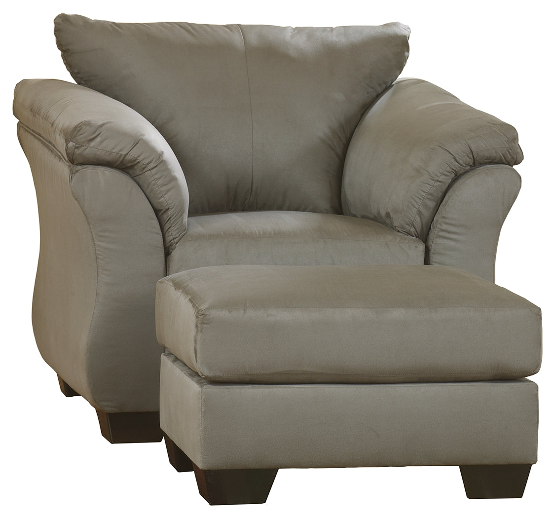 Furniture City Houma - Ashley Furniture - Darcy Chair and Ottoman - Chair and Ottoman / Cobblestone - 75005U7