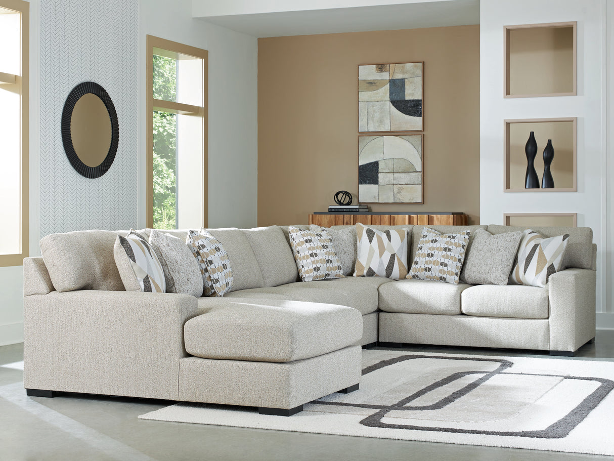 Furniture City Houma - Ashley Furniture - Laurelgrove Sectional - RAF 5-Piece Sectional with Chaise / Pebble - 75105S11