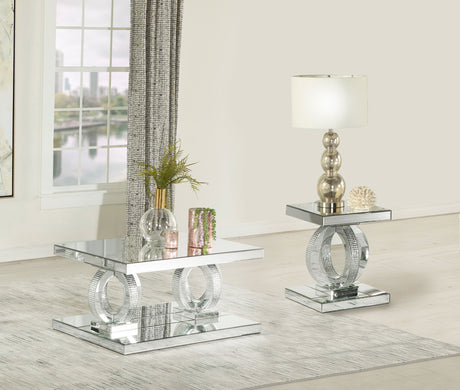 Furniture City Houma - Coaster - Breena 2-piece Mirrored Coffee and End Table Set Silver - 753278-S2