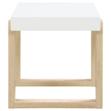 Pala Rectangular End Table White High Gloss and Natural