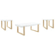 Furniture City Houma - Coaster - Pala 3-piece Coffee and End Table Set White High Gloss - 753398-S3