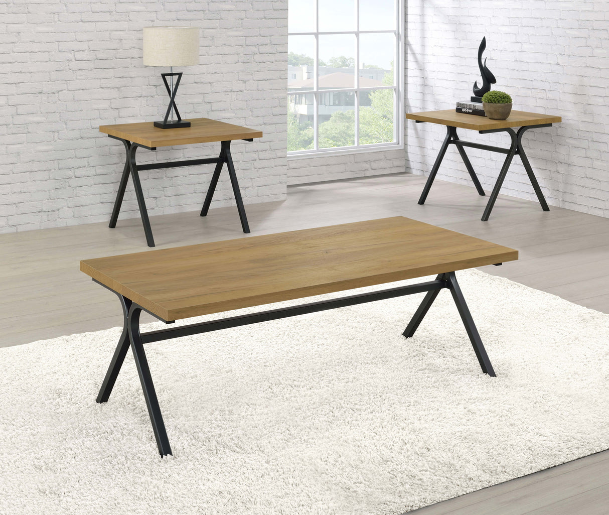Furniture City Houma - Coaster - Colmar 3-piece Engineered Wood Coffee Table Set Golden Oak - 753424