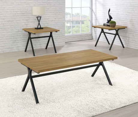 Furniture City Houma - Coaster - Colmar 3-piece Engineered Wood Coffee Table Set Golden Oak - 753424