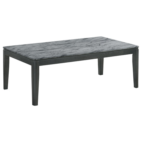 Furniture City Houma - Coaster - Mozzi Rectangular Faux Marble Coffee Table Grey and Black - 753518