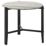 Furniture City Houma - Coaster - Tandi Round Faux Marble Side End Table White and Black - 753537