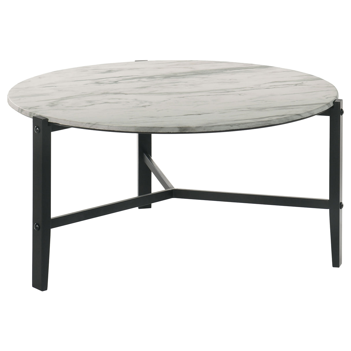 Furniture City Houma - Coaster - Tandi Round Faux Marble Coffee Table White and Black - 753538