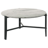 Furniture City Houma - Coaster - Tandi Round Faux Marble Coffee Table White and Black - 753538