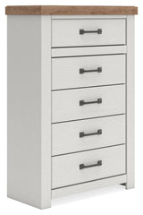 Savonport - Five Drawer Chest - White / Brown