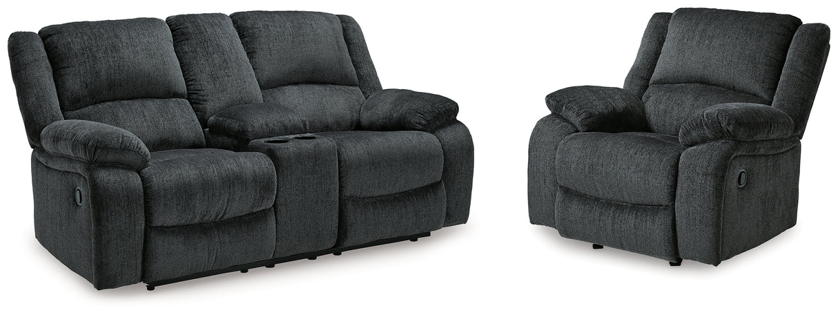 Furniture City Houma - Ashley Furniture - Draycoll Reclining Loveseat with Console and Recliner - Reclining Loveseat with Console and Recliner - 76504U7
