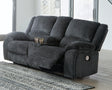 Furniture City Houma - Ashley Furniture - Draycoll Power Reclining Loveseat with Console - DBL REC PWR Loveseat w/Console / Slate - 7650496
