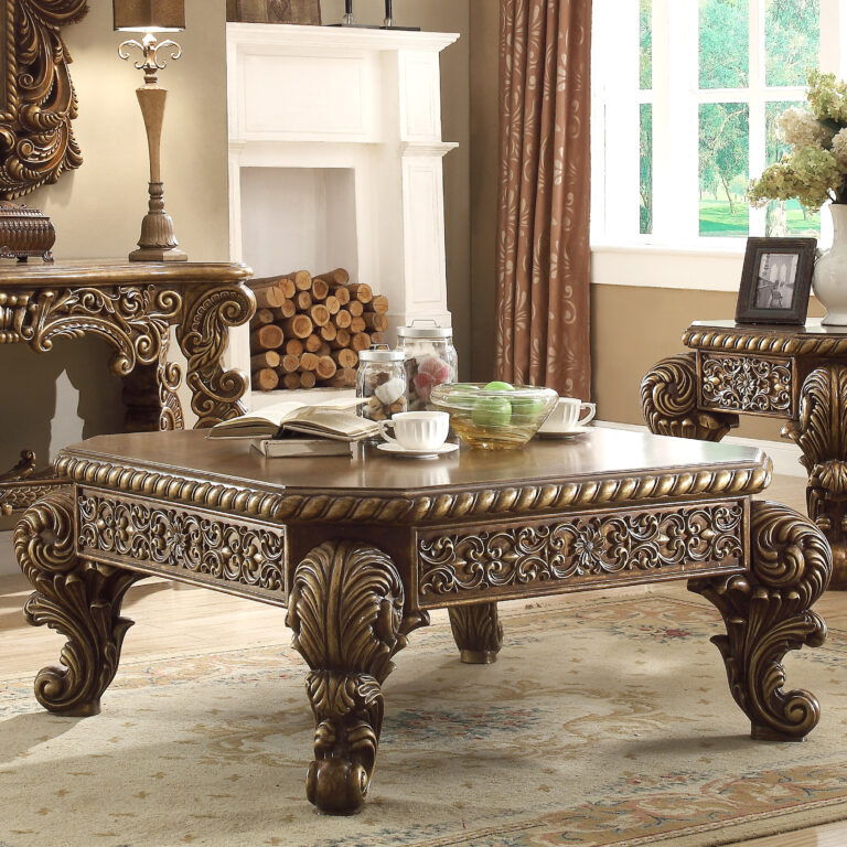 HD-8011 - Coffee Table - Antique Gold / Pefect Brown