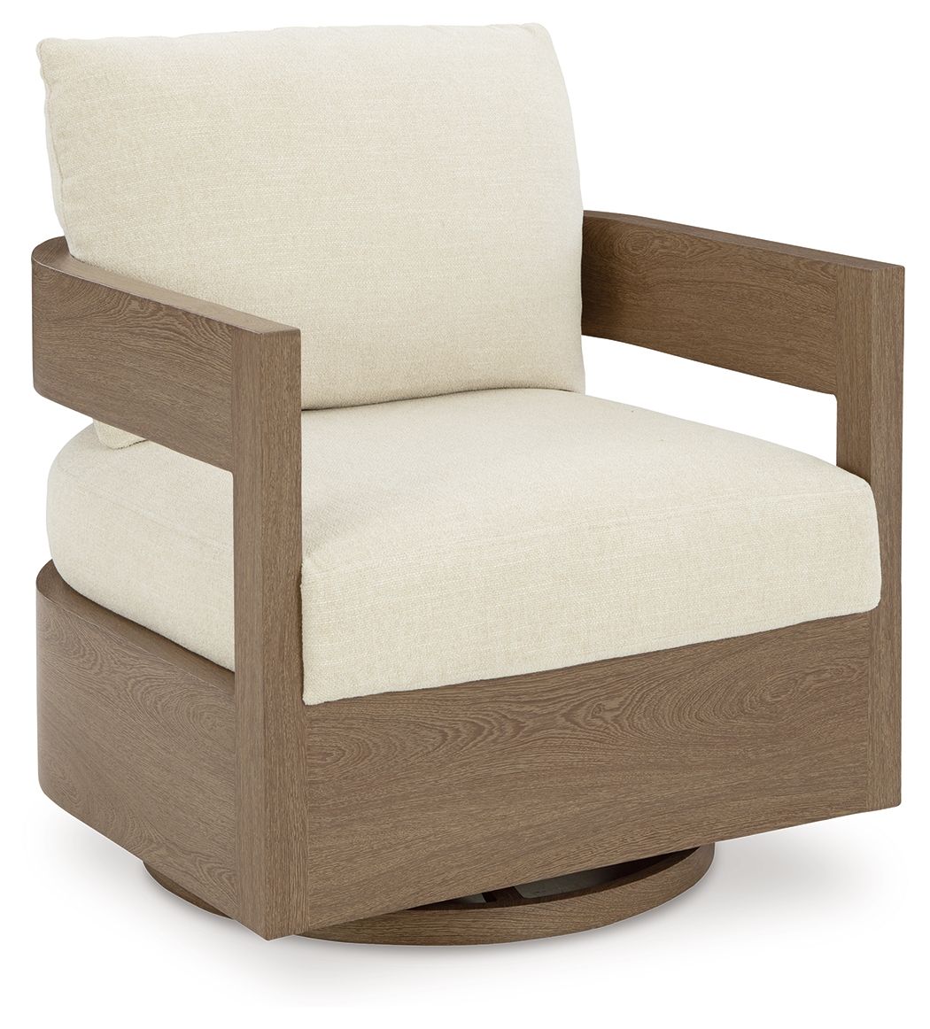 Serene Bay - Swivel Glider Chair With Cushion - Dark Brown / White
