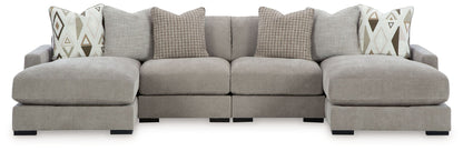 Aslan Court - 5 Pc. - 4-Piece Sofa Pit Sectional, Ottoman - Pebble