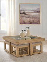 Wittenmyer - Cocktail Table With 4 Stools (Set of 5) - Natural / Black