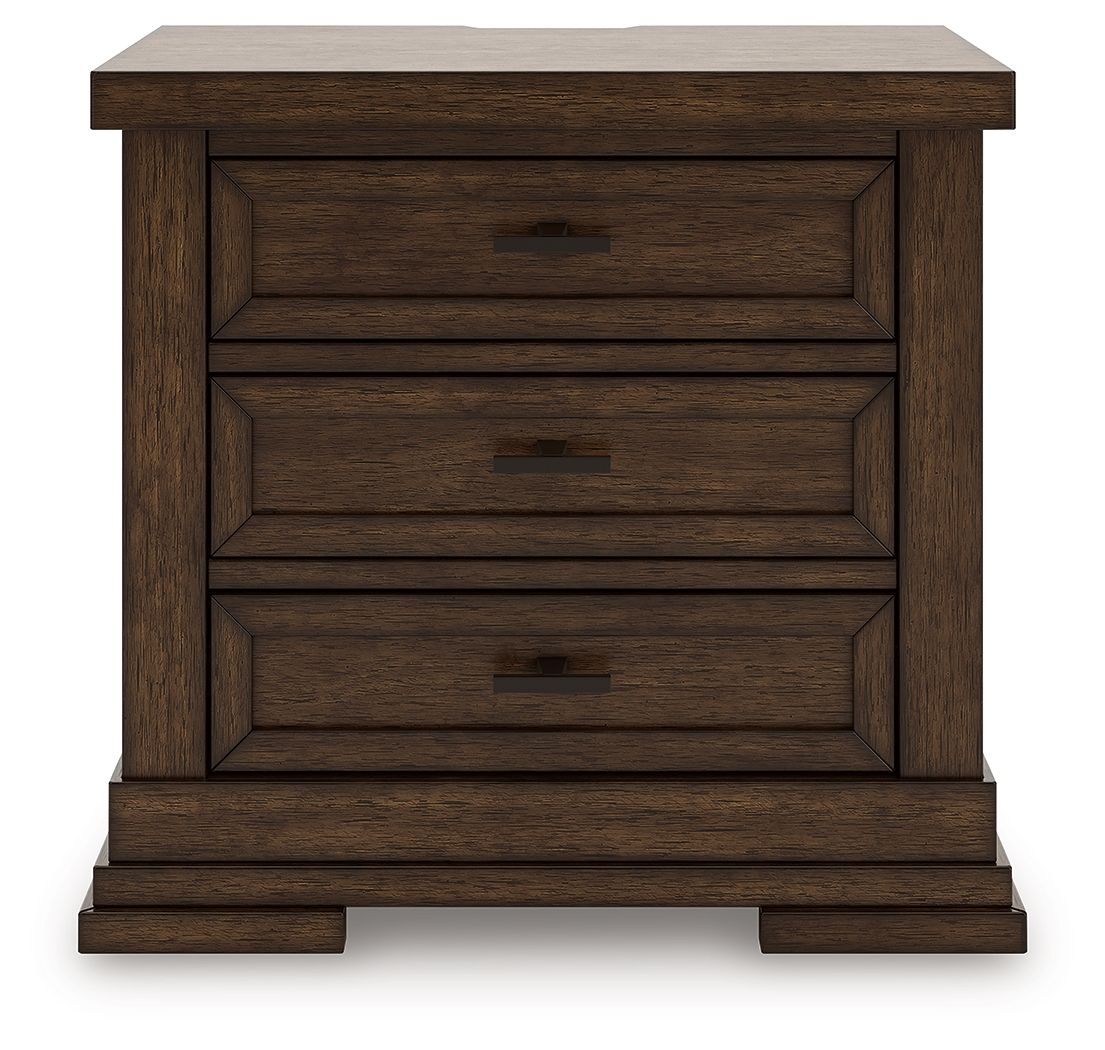 Taffenbrook - Three Drawer Night Stand - Medium Brown